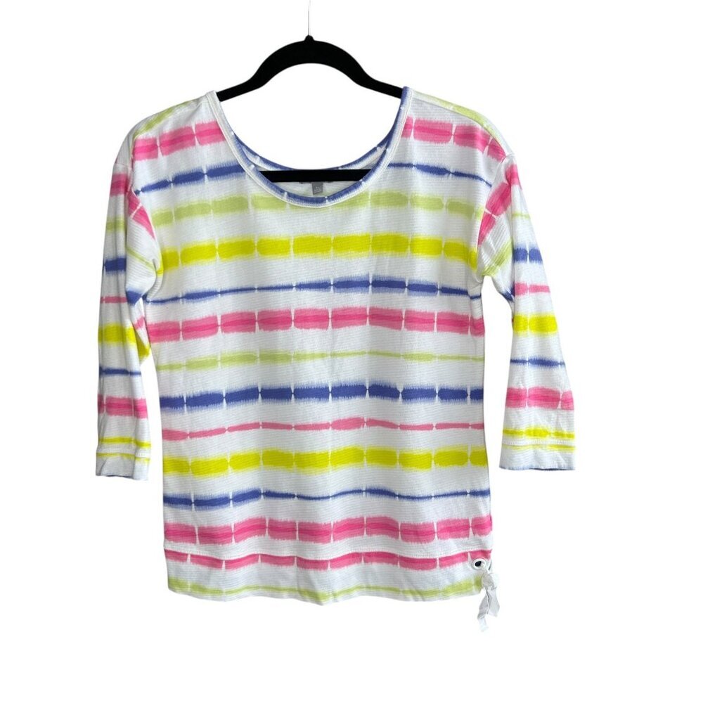 T By Talbots Colorful Variegated Stripe 3/4 Sleev… - image 3